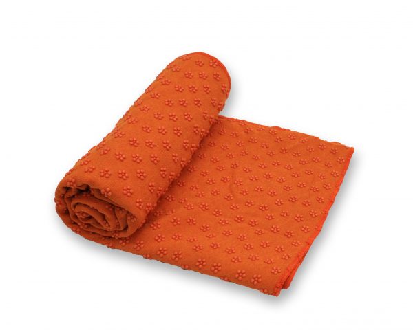 anchor yoga non skid towel with free carry bag - orange