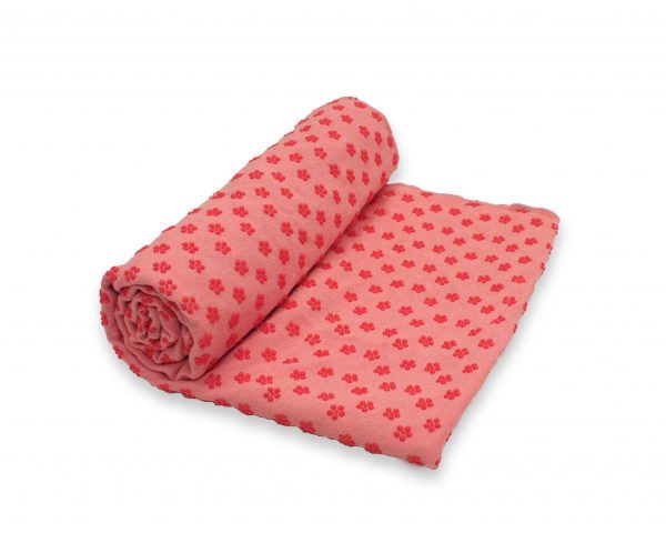 anchor yoga non skid towel with free carry bag - pink