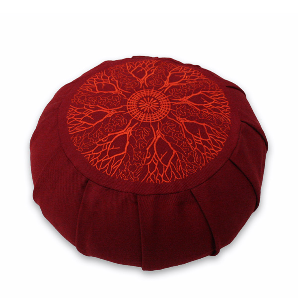 Round Meditation Zafu – Burgundy Fire Mandala