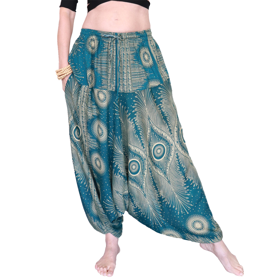 Indian Gypsy Harem Pants – Peacock Aqua Green